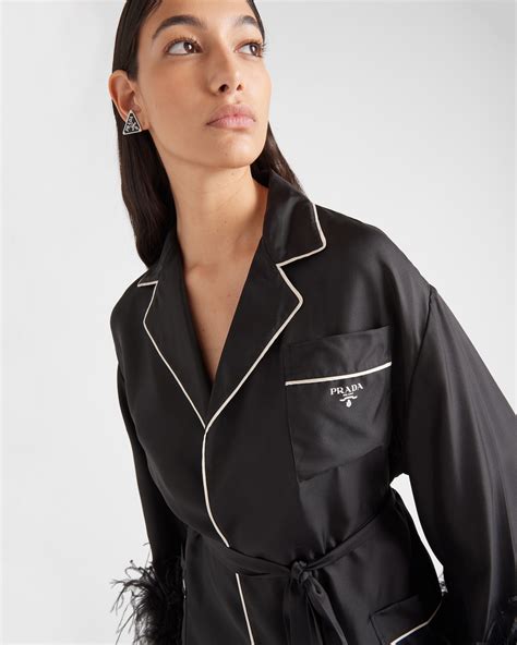 Black Silk Twill Robe 